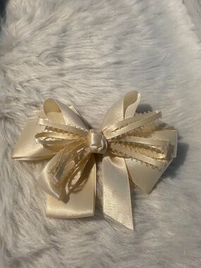 Ivory Satin Hair Bow Clasp